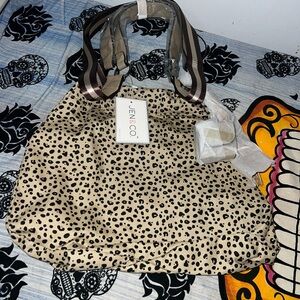 Jen & Co. Spotted Tan and Black Tote Bag